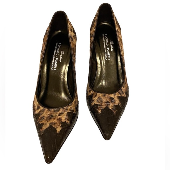 Donald J Pliner, Couture Vintage Leather Leopard Print, Brown, 3”Heels. Sz 7.5M - Picture 4 of 7